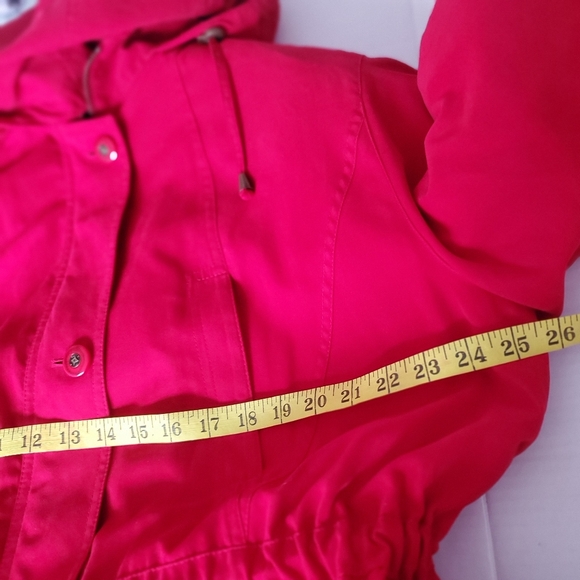Gallery Women's Red Soft Shell Coat Removable Lining & Hood Sz L Casual Outdoor - Picture 9 of 15